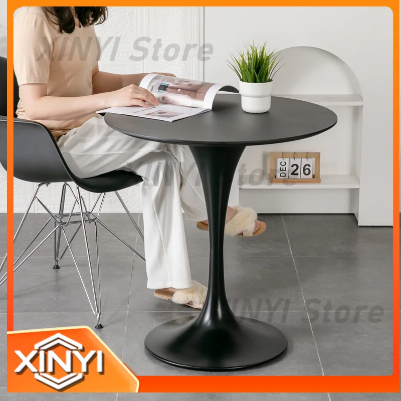 Round Dining Table for Home Use Small Space Tulip Style Modern Minimalist White Nordic Meeting Table for Restaurant