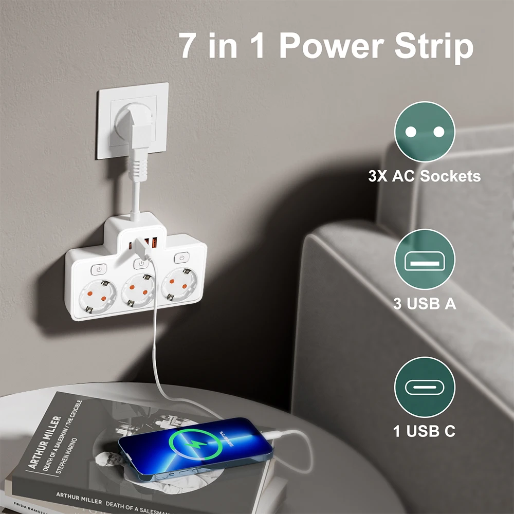 EU Plug AC Outlet Power Strip Multitap Separate Control Wall Electrical Socket With USB Charge Multiprise Adapter Network Filter