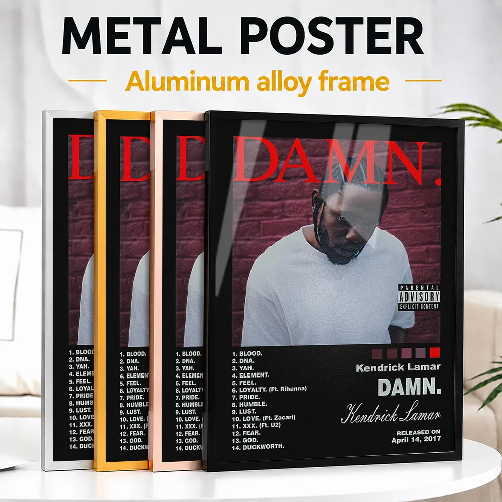 Kendrick Lamar DAMN Album Framed Aluminum Metal Poster Customized Photo Colorful Soundwave Style Wall Art For Recording Studio
