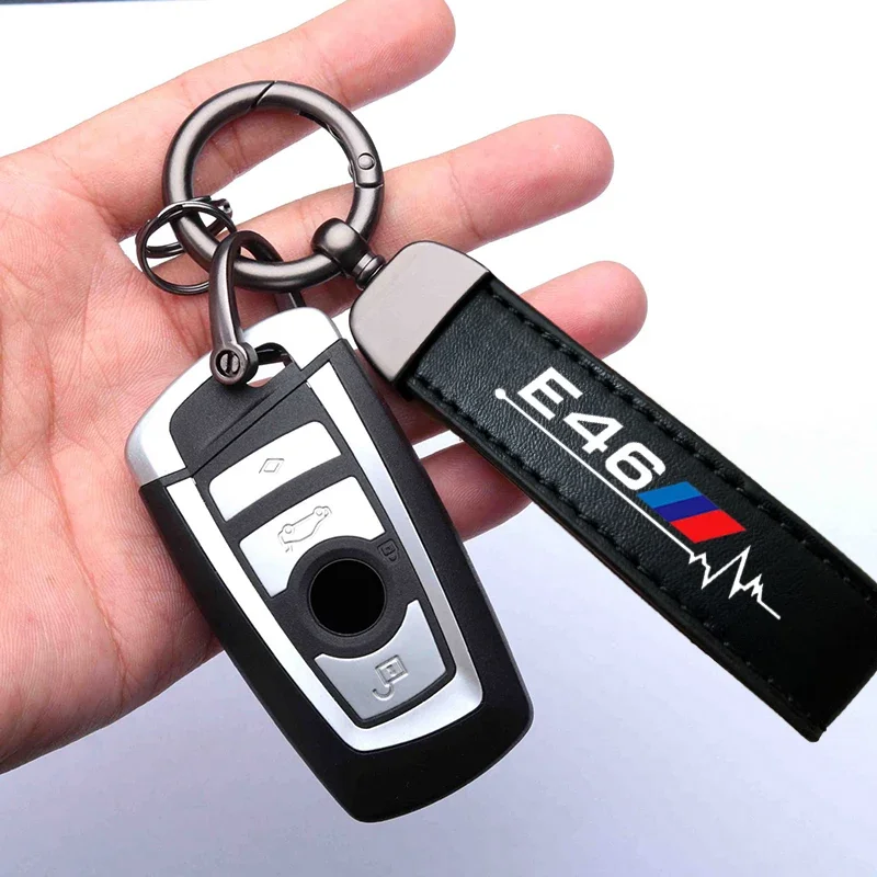 New Genuine Leather Car Styling Emblem Keychain Key Chain Rings For BMW E46 E30 E34 E36 E39 E60 E87 E90 Car Accessories