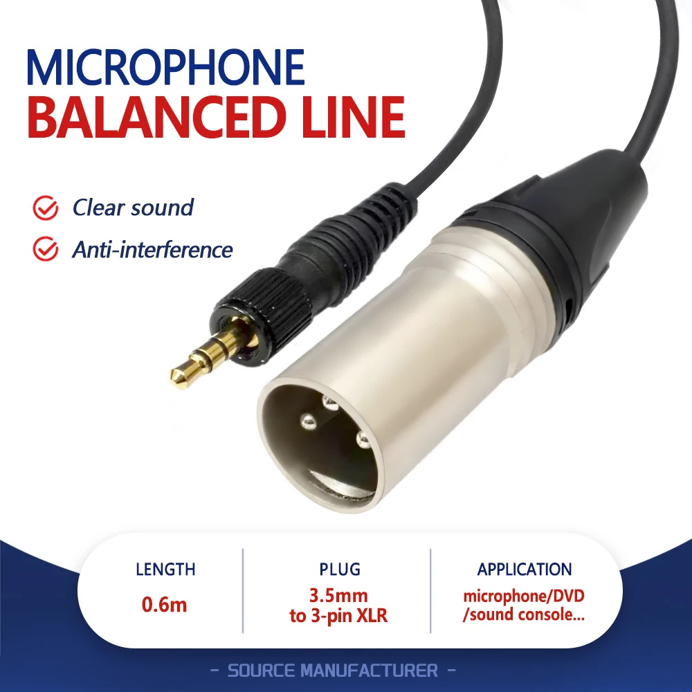 

Brand Microphone Balanced Cable XLR to 3.5MM Jack Plug Audio Replacement Cable for SONY UWP V1 D11 D21 P03B Mic Device Accessory