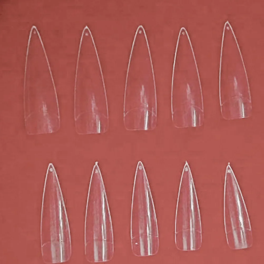 

500Pcs False Nails Long Shape Clear Half Cover Easy to File Trim Paint for DIY Nail Art Manicure Designs Fake Nail