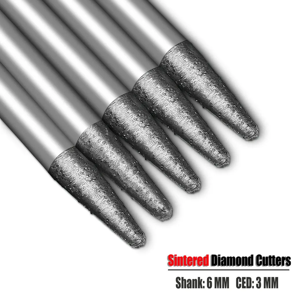 6-16mm Tapered Sintering Diamond Tool End Milling Cutter Stone Engraving Router Bit 3D Carving Scribing Granite Marble Bluestone