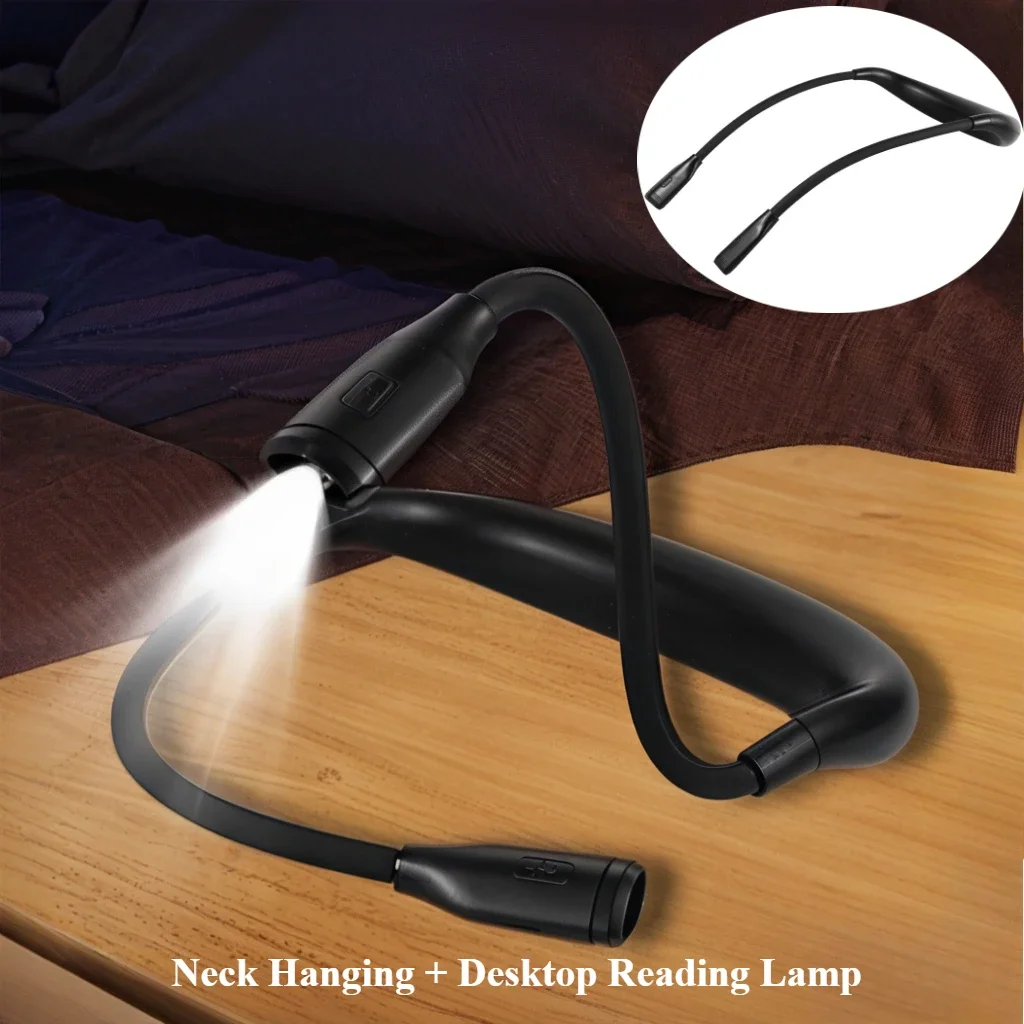 Neck Hanging LED Reading Lamp Rechargeable Desk Lamp Silicone Flexible tube Portable Book Light for Camping And Running