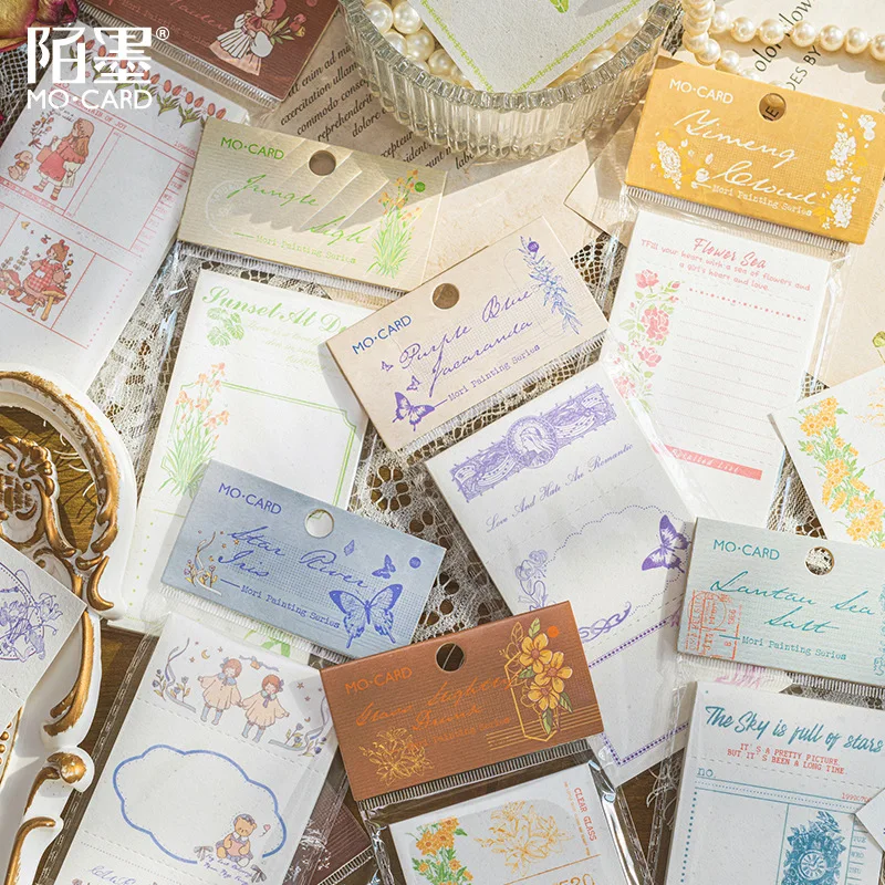 45pcs/lot Memo Pads Material Paper  Mori Forest Junk Journal Scrapbooking Cards Retro Background Decoration Paper