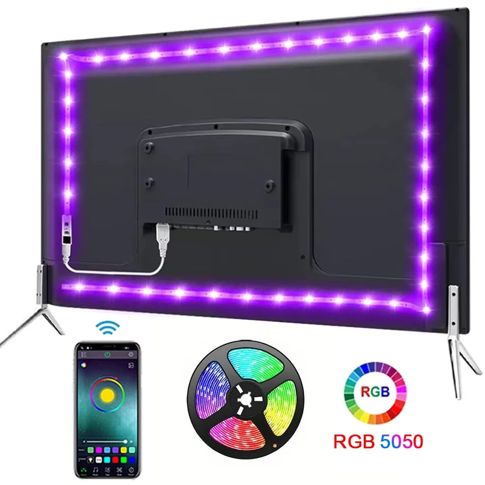 Flexible LED Ambient Light Strip for Tvs Convenient USB Power Supply Easy Operation TV Backlighting and Home Party Decoration