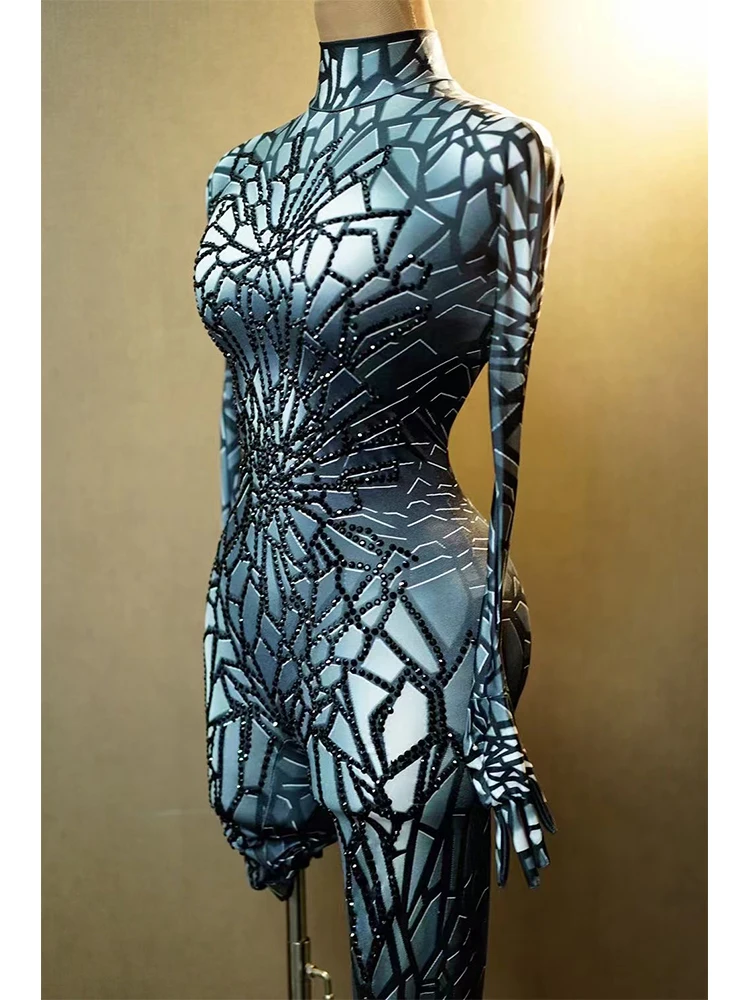 

High Quality Hot Diamond Elastic Printed Jumpsuit 2024 New Fashion Customized Women'S Clothing