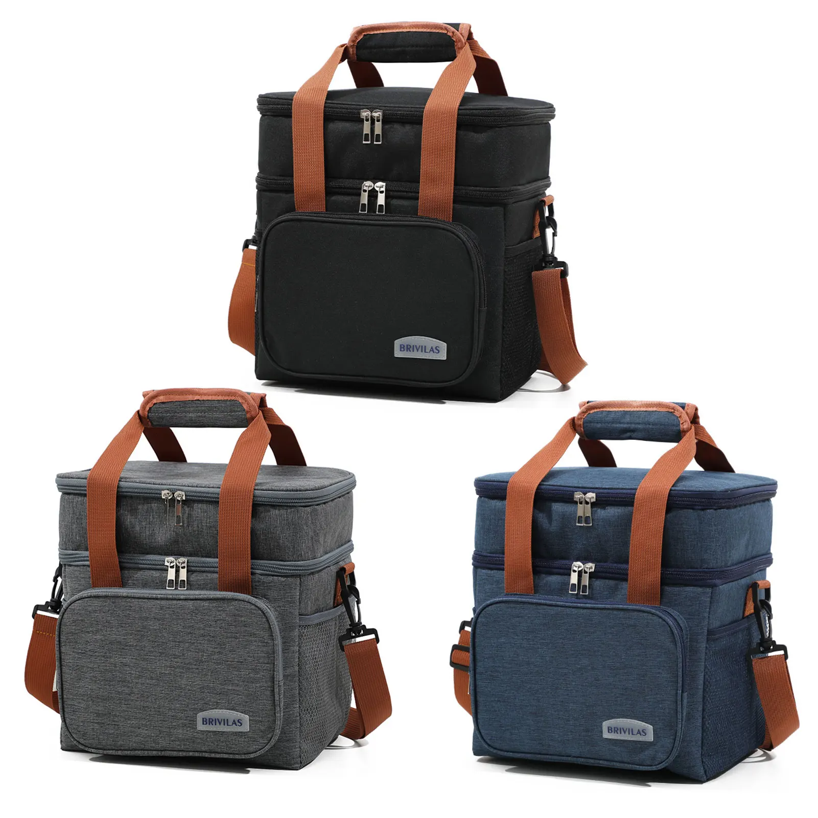 حقيبة غداء معزولة محمولة مع جيوب متعددة من قماش أكسفورد مقاومة للماء وأكياس غداء قابلة للتعديل للأنشطة الخارجية #3