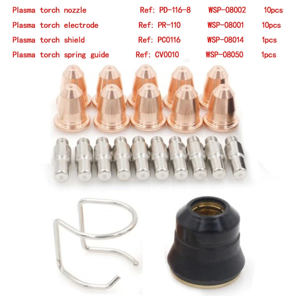 22pcs PD116-8 PR110 Plasma Cutting Torch Consumables For Trafimet S45 Pr-110 Wsp-08001 Plasma Torch Electrode WSP-08014 Cover