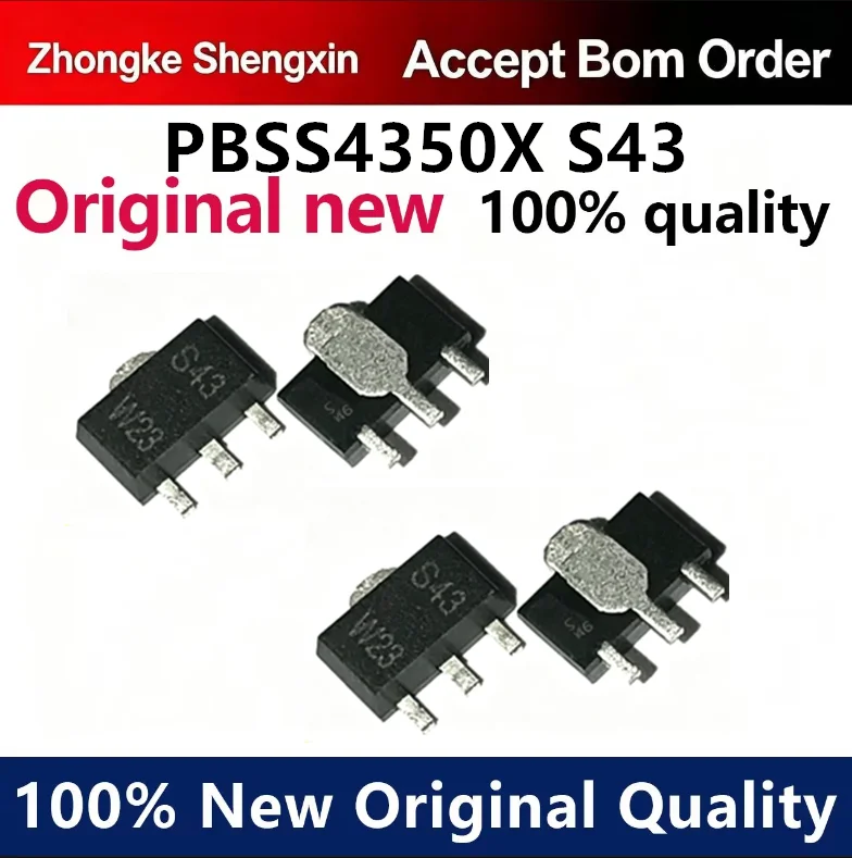 （5pcs-10pcs）New PBSS4350X PBSS4350 SMT SOT89 silk screen S43 bipolar transistor