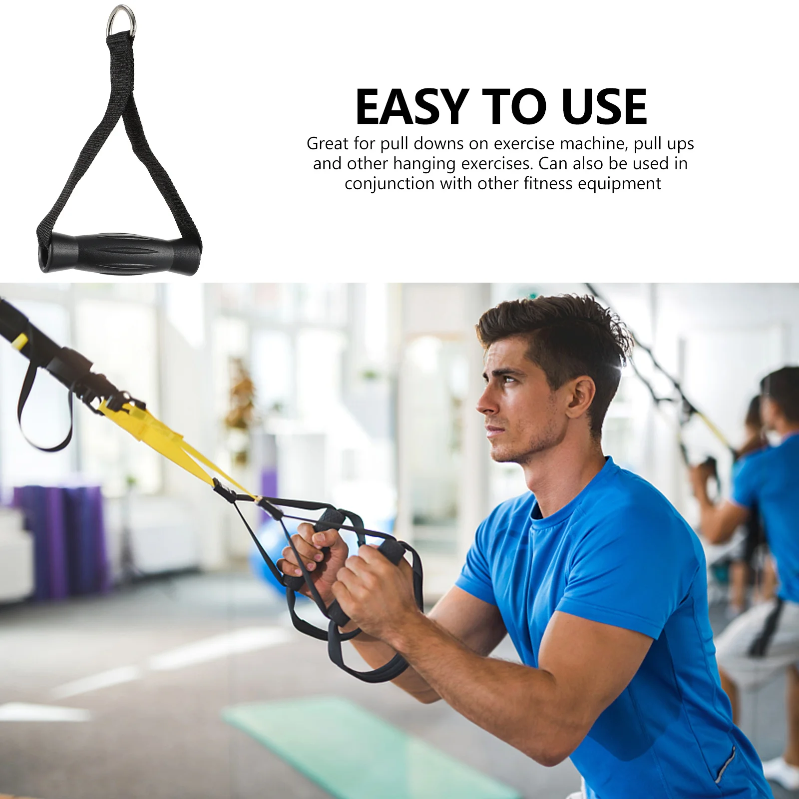 

1pc Fitness Cable Handle Ergonomic Non-Slip Heavy Duty Triceps Bicep Pull Down Rope Home Resistance Band Workout Equipment Grip