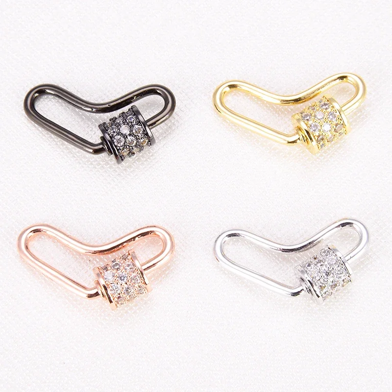 DIY Jewelry Making Supplies Cylinder Screw Lock Buckle Paved Zircon Charms Brass Accessorie for Necklace Bracelet Chain 4 Pieces