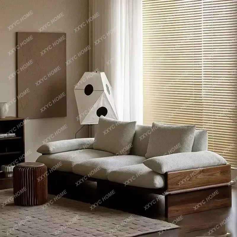 XXSolid wood sofa new Chinese straight row living room home removable and washable fabric