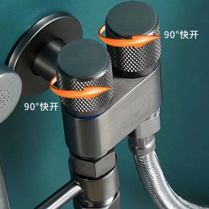Mini G1/2 Multi-function Faucet Brass Dual Control Three-way Triangle Valve Chrome/Gun Gray Washing Machine One in Two out Tap