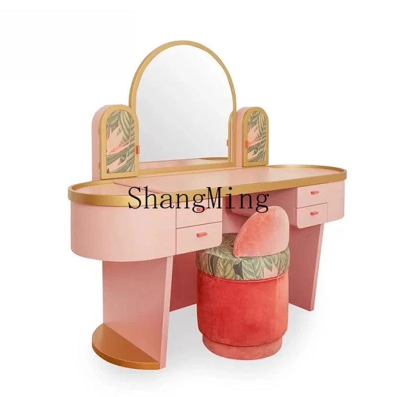 

CL wood large flat bedroom dressing table light luxury dresser villa mansion modern new mirror