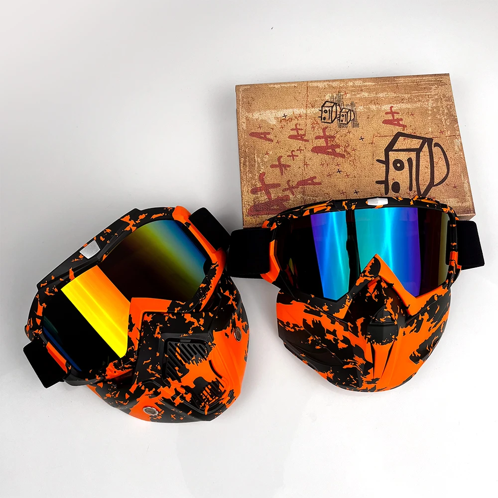 

Motorcycle Goggles Face Mask Transfer Printing Riding Glasses Off-road Helmet Mask UV400 Men Outdoor Protective Cover Dirt Bike
