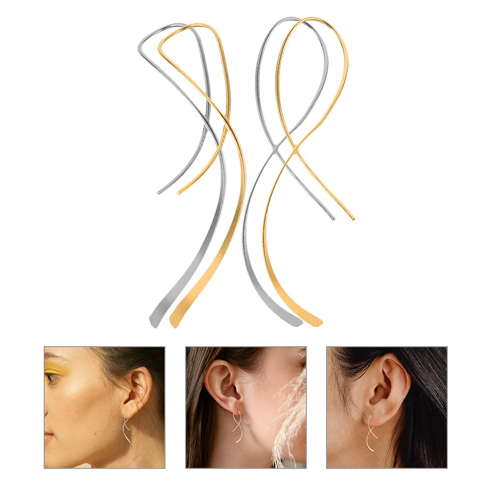 

2 Pairs Ear Geometric Line Earrings Pendant to Irregular Dangling