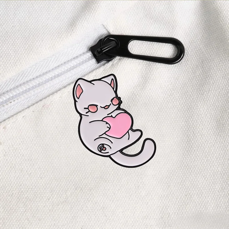 Niedliche Katzenherz-Emaille-Abzeichen, Kätzchen-Stern-Liebes-Miau-Anstecknadeln, Legierungs-Broschen, Revers-, Rucksack-Schmuck, Geschenke für Katzenliebhaber – Detail 7