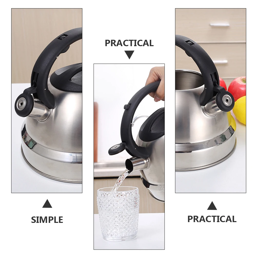 

Stainless Steel Tea Kettle Flat Bottom Whistling Water Kettle Boiling Teapot For Induction Cooker Home Use Alarm