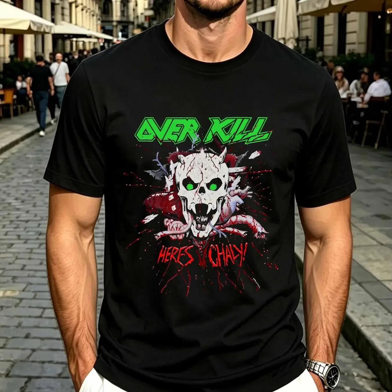 washed T Shirt Vtg 1988 Overkill We came to Shred Band basic black NH10391 vintage Washed streetwear Slightly Comfortable
