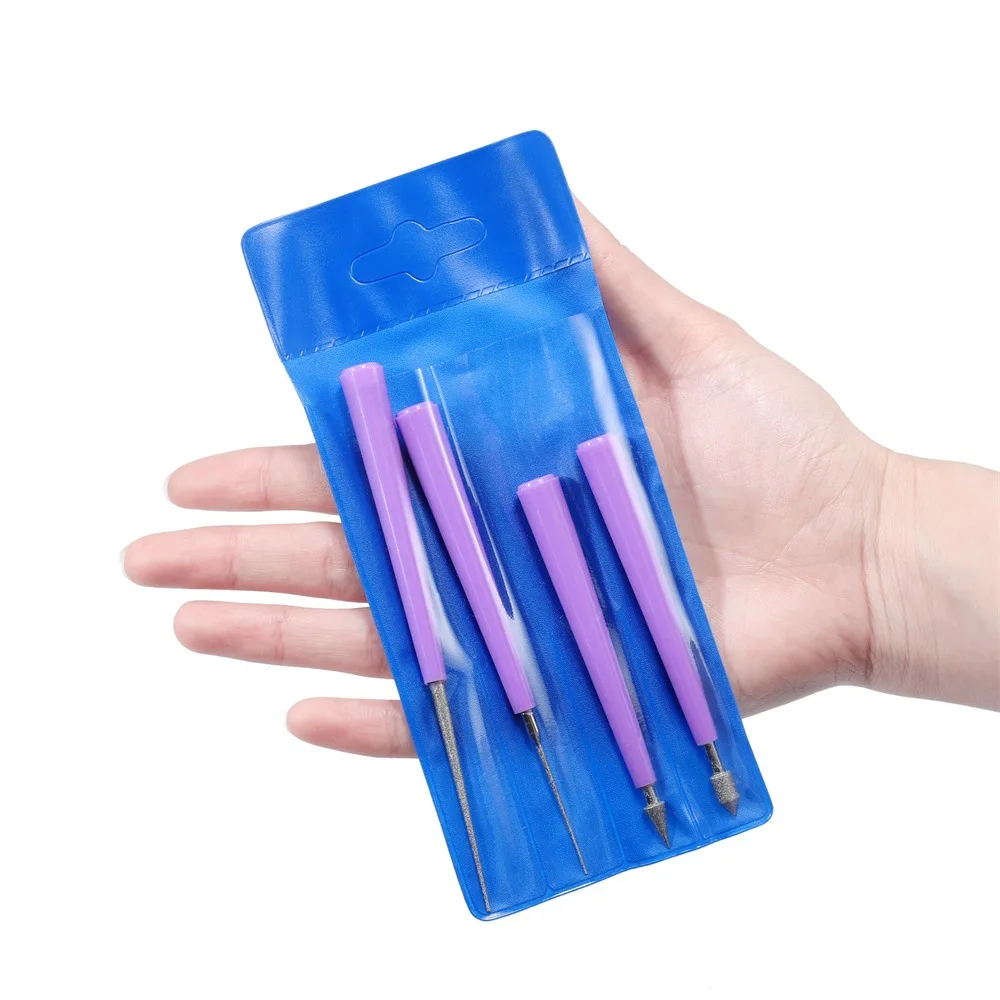 새로운 바늘 모양의 경적 파일, 편지지, 구멍 수리 도구, 드릴링 및 연마 도구 드립 접착제 크리스탈 비드 핸드 트위스트 드릴