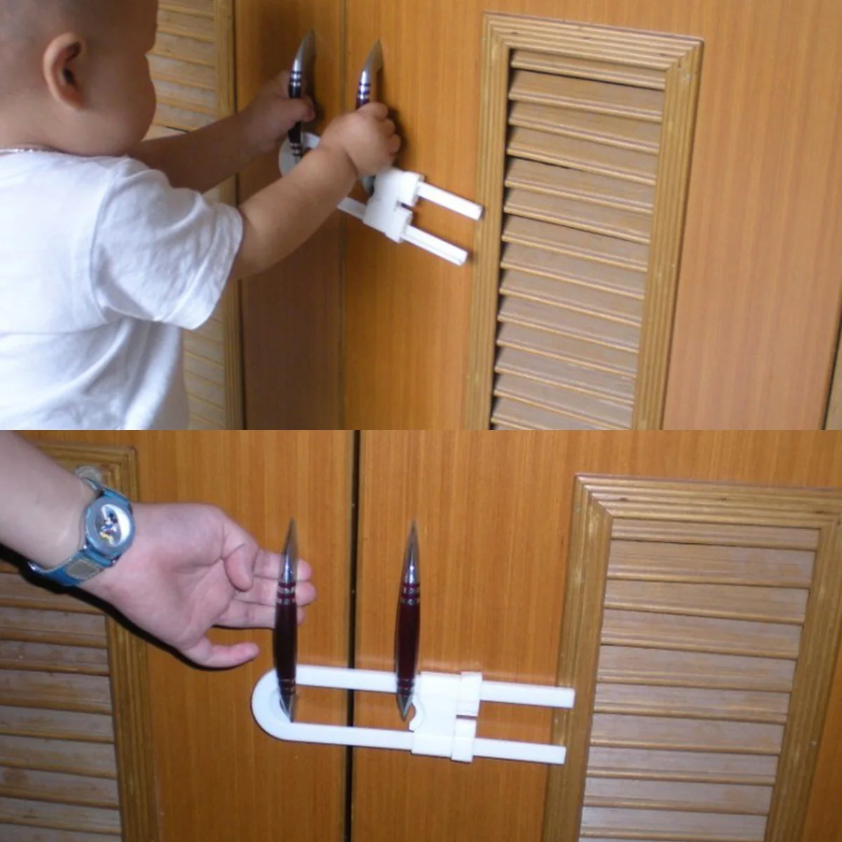 

Комплект из 4 замков для шкафа, белый регулируемый U-образный дверной замок с защитой от детей, безопасный для детей, без сверла, раздвижной замок для шкафа, защита для малышей