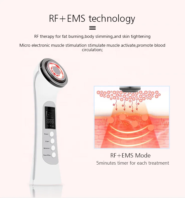 EMS 진동 LED 조명 얼굴 성형, 주름 방지 마사지기, RF 광자 얼굴 퍼밍 리프팅 장치