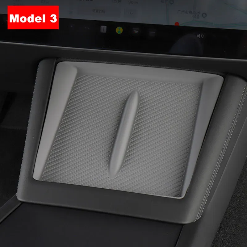 For Tesla Model 3 2024 Silicone Non-Slip Pad Car Central Control Mobile Phone Wireless Charging Pad New Model 3  Accessories