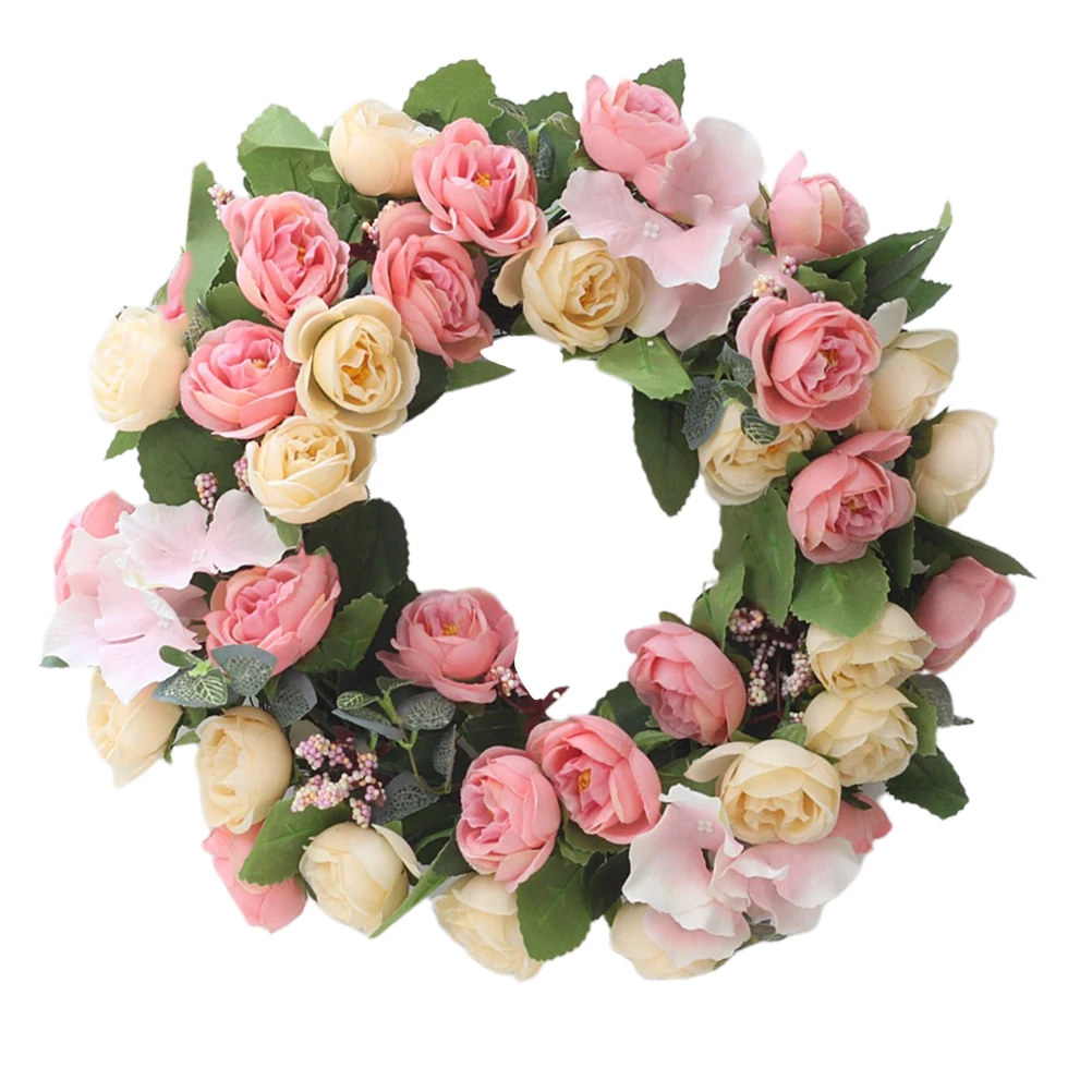 

Silk Bridal Wreath Decor Door Flower Wall Hanging Photo Prop Evergreen Non Fading Realistic Home Wedding Christmas