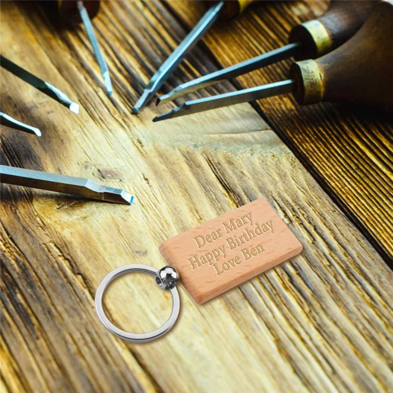 Wooden Key Ring Blank Wooden Key Chain DIY Personalized Wood Key Ring For DIY Crafts Decorations Gifts Pyrography Design view 5