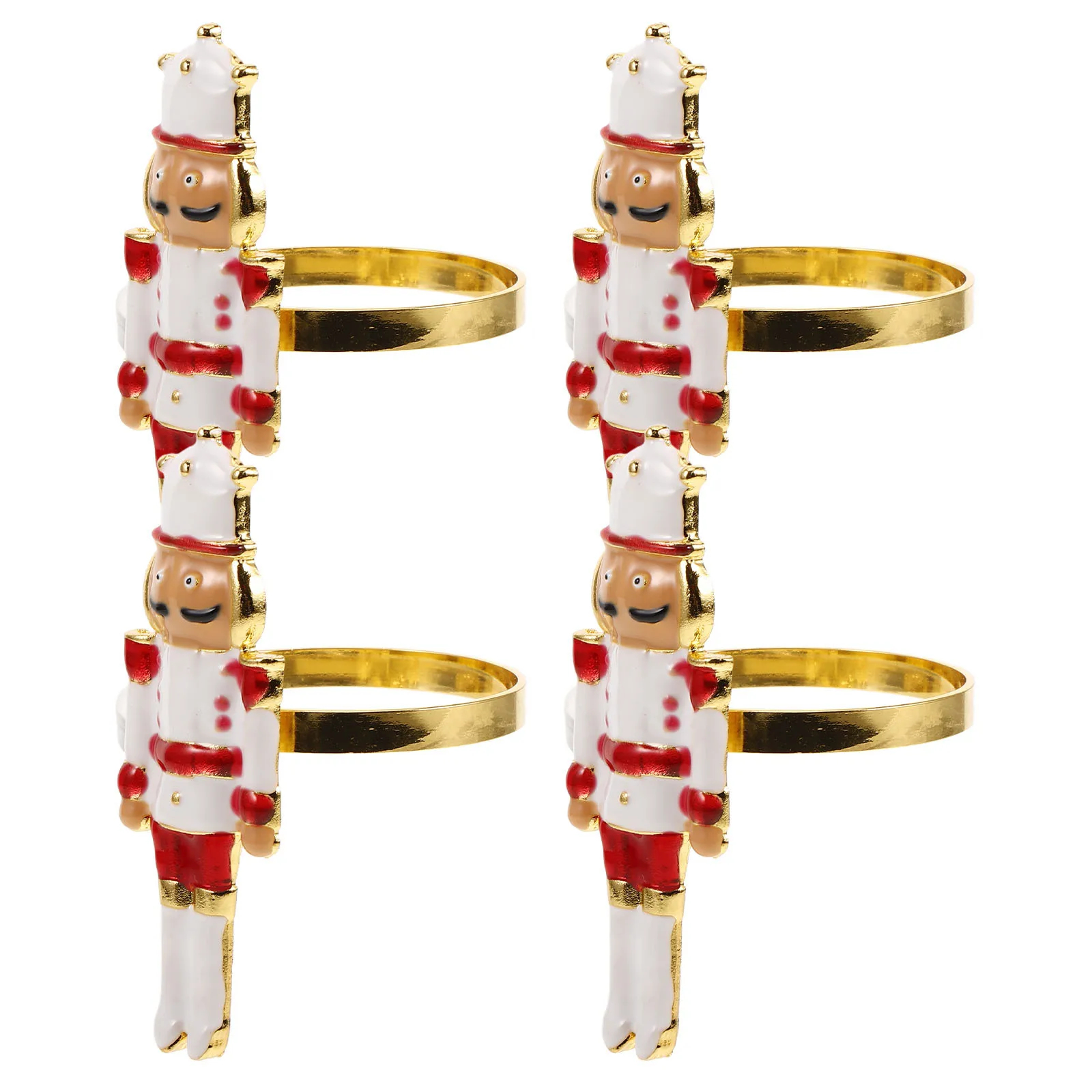 

4Pcs Nutcracker Napkin Rings Reusable Alloy Elegant Buckles Christmas Tabletop Decorations Holiday Party Napkin Holders