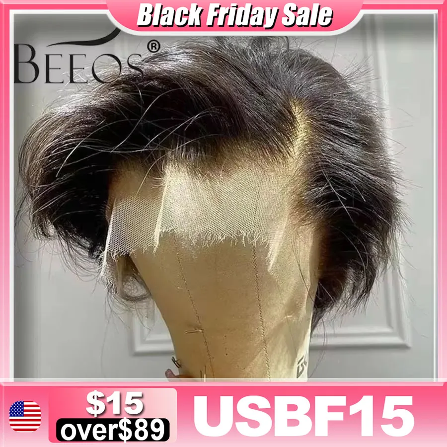 

BEEOS Skinlike 13x4 HD Парики из натуральных волос на кружеве спереди Предварительно выщипанные короткие парики с стрижкой пикси Бразильские парики из волос для женщин Плавящиеся кожа