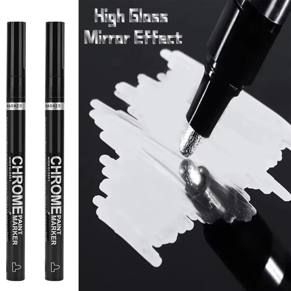 1-12 Stück Chrom-Spiegelmarker-Set Wasserfeste DIY Reflektierende Farbstifte Gold Silber Marker Modellmalerei Kunstmarker Zubehör