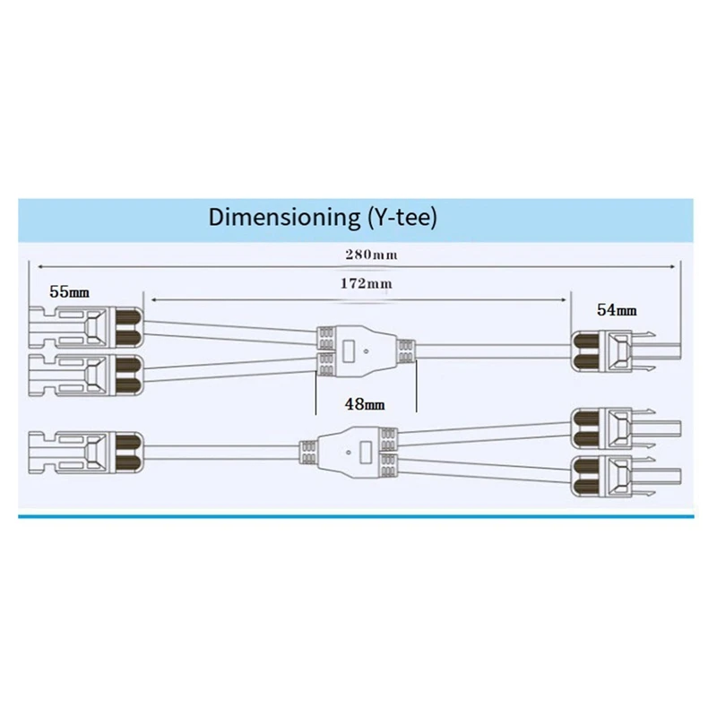 كابل Y-Branch لموصل الطاقة الشمسية، محول متوازي للكابل الشمسي للألواح الشمسية