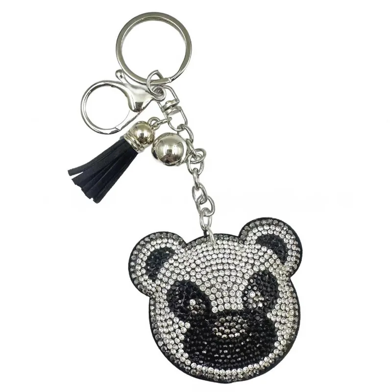 سلاسل مفاتيح رائعة برأس الدب مزينة بأحجار الراين المتلألئة والشرابات الأنيقة، مثالية لمحبي الموضة #6