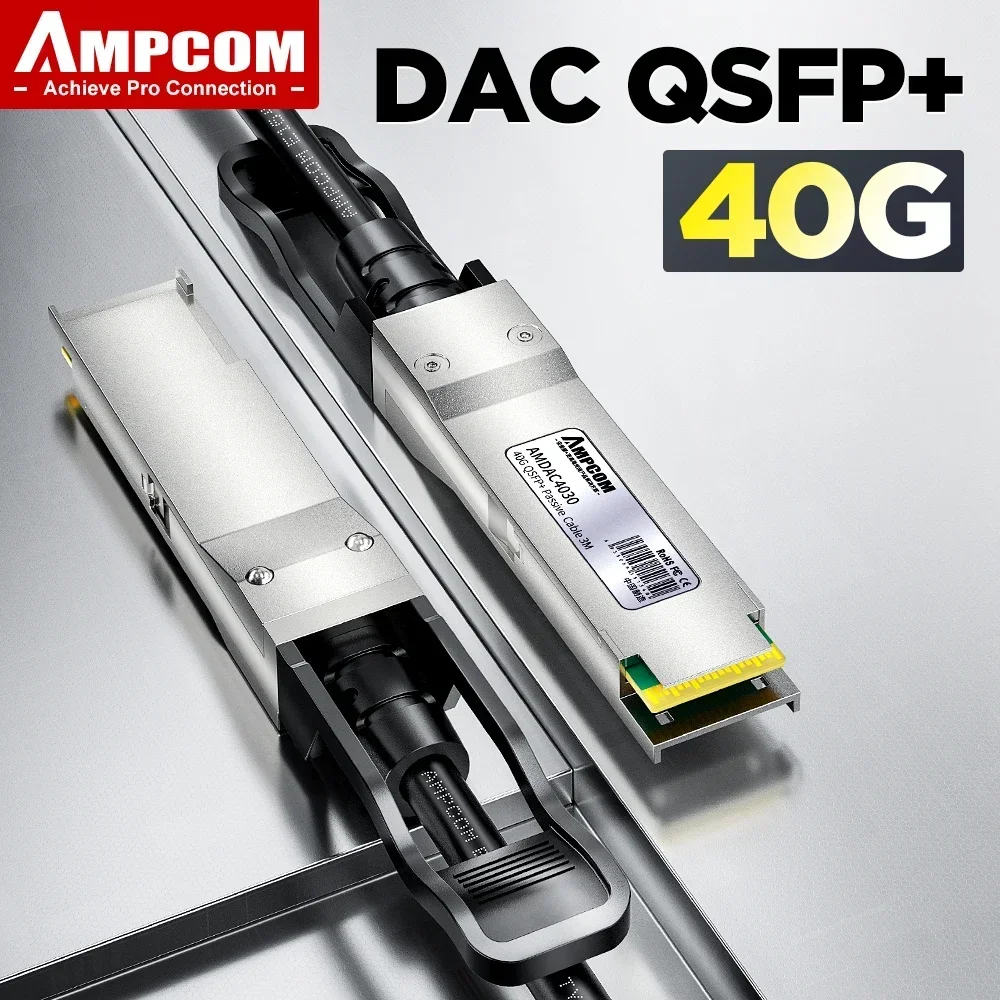 

AMPCOM 40G DAC Cable QSFP+ Passive Direct Attach Copper Twinax Cable, for Cisco, Mikrotik, Ubiquiti, Meraki