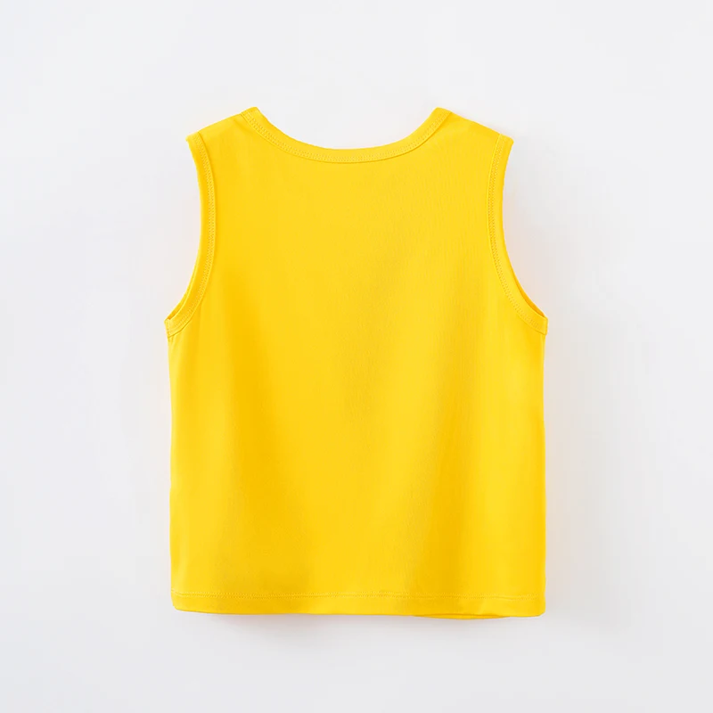 Summer Children's Clothing Cute Cartoon Bear Comfortable Baby Round Neck Sleeveless T-Shirt Boys And Girls Yellow Top