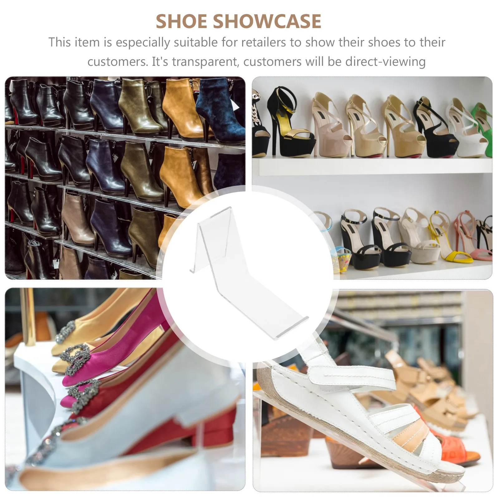4pcs Shoe Rack Display Stand for Retail Store Sneakers Sports Shoes Woman Shopping Center Clear Acrylic Shelf Holder