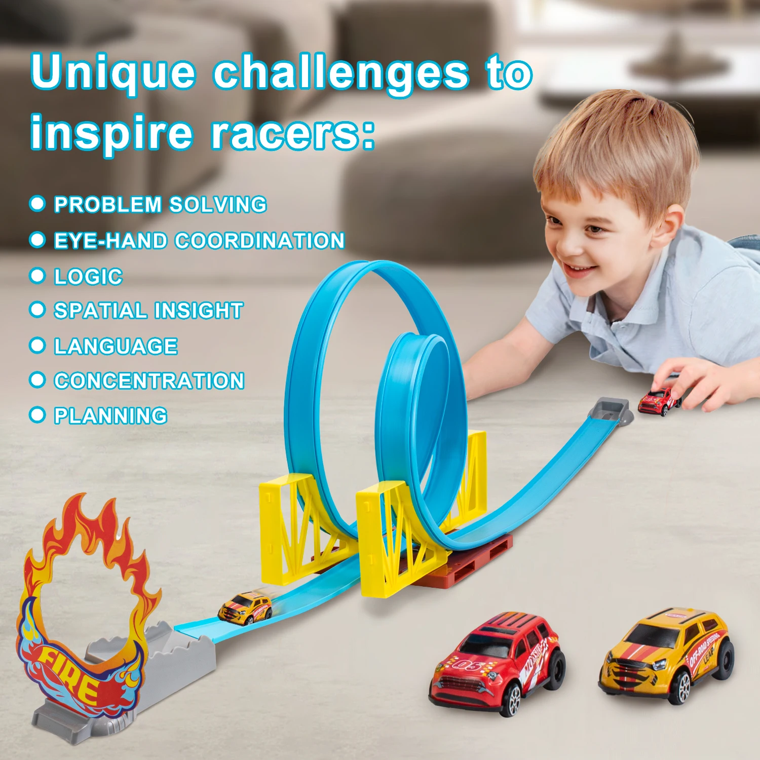 Stunt Racing Track Toy For Kids, Car Model DIY Assembled Rail Kits, Interactive Education, Boy Child Birthday Christmas Gift