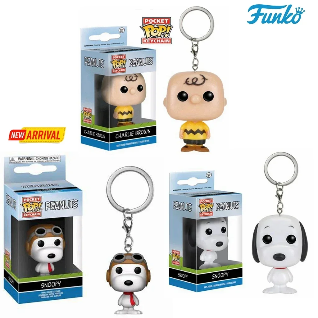 FUNKO POP nuevo llavero de juguete cacahuetes Charlie Brown SNOOPY figuras de juguete bolsillo POP llavero lindo coleccionable colgantes modelo JUGUETES