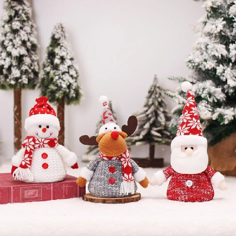 Traditional Christmas Creative Decoration Santa Claus Snowman Decorative Dolls Glow Unique Atmosphere Plush Doll Small Gift