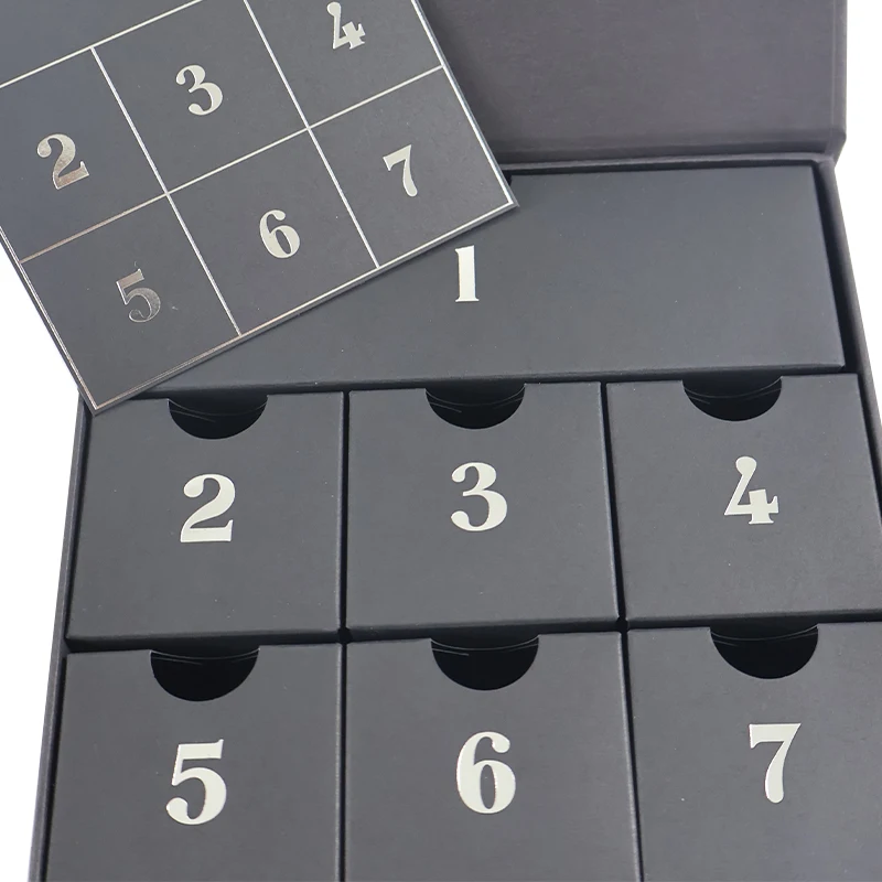 2025Christmas Packaging Box Personalized Custom Wholesale Empty Black 7 Day Advent Calendar Jewelry - Image 2
