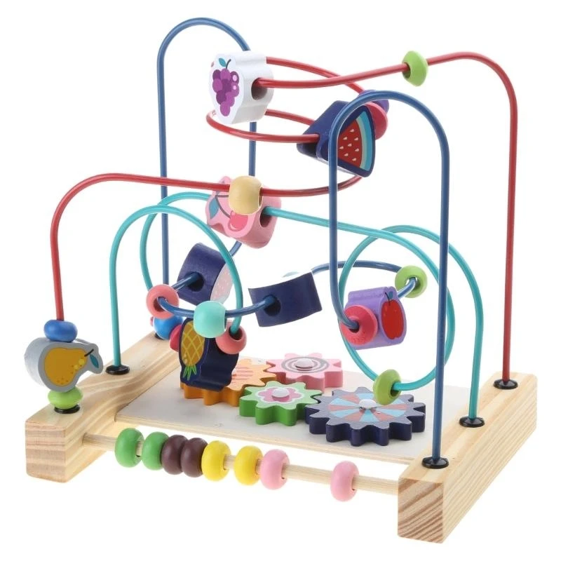

Q0KB Bead Maze Toy for Toddlers Kids Colorful Roller Coasters and Abacus Puzzle
