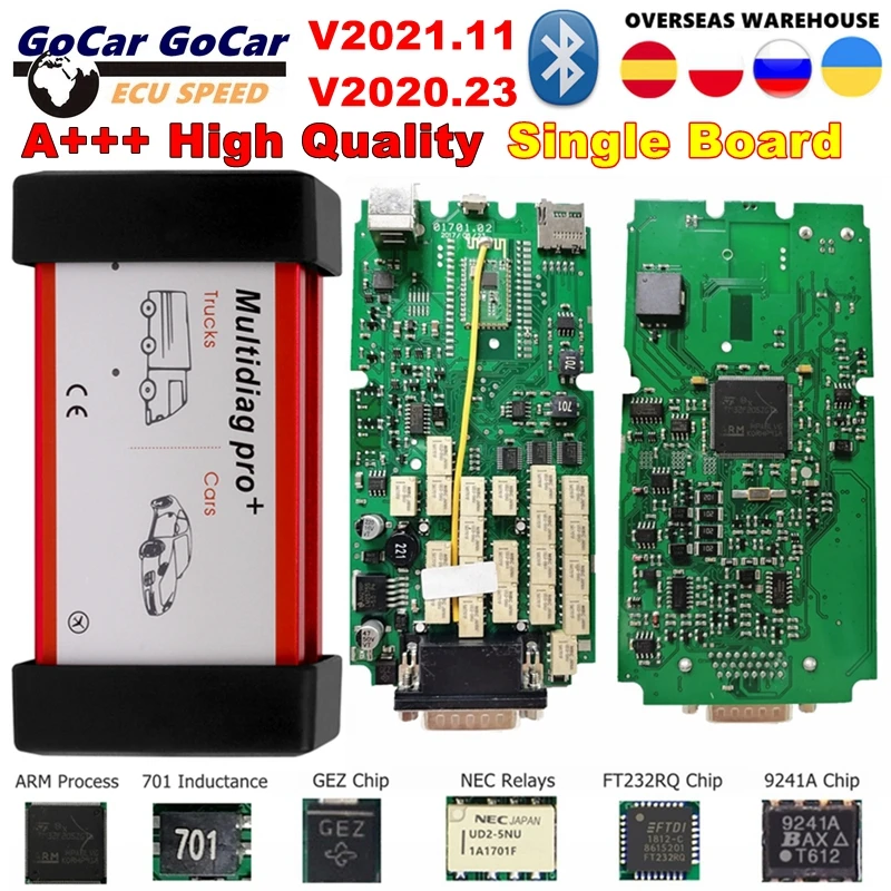 A+++ Hochwertiger Single Board Multidiag Pro TCS PRO 2017.R3 mit Single Board BT V4.3 Auto-LKW-Diagnosetool OBD2-Scanner