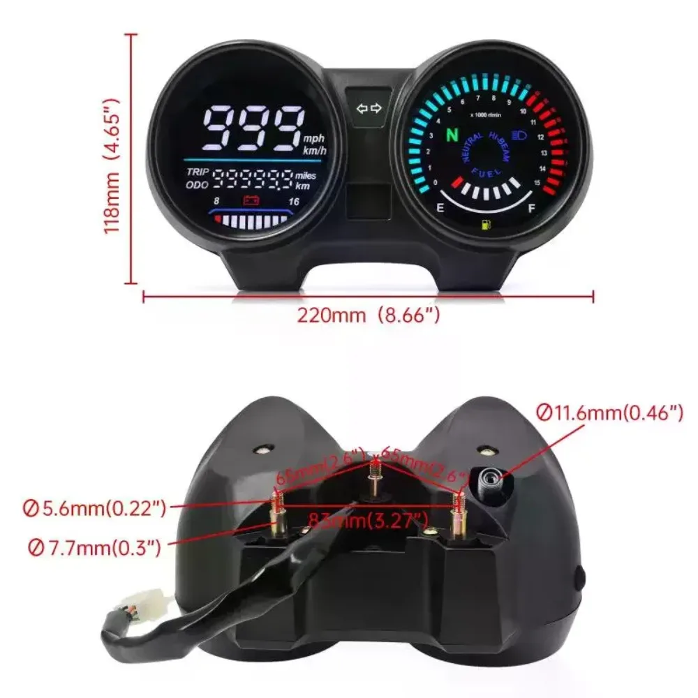 Motorcycle Speedometer LED Digital Instrument Odometer RPM Fuel Level Volt Meter Fit for Brazil TITAN 150 CG150 Fan150 2010 2012