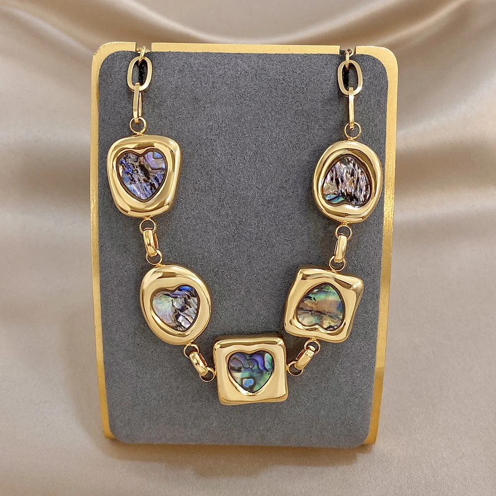 Greatera Irregularly Shaped Bracelet Resin Arranged Intervals Chain Bangles For Women Heart Square Design Personality Jewelry