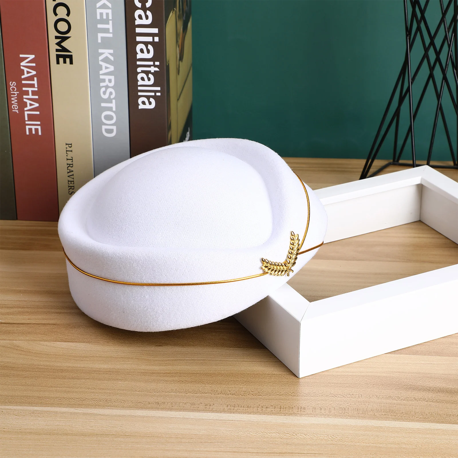 Stewardesa lotnicza moda damska kapelusz stewardesy moda czapka stewardesy przebranie kostium na występy nakrycie głowy beżowy