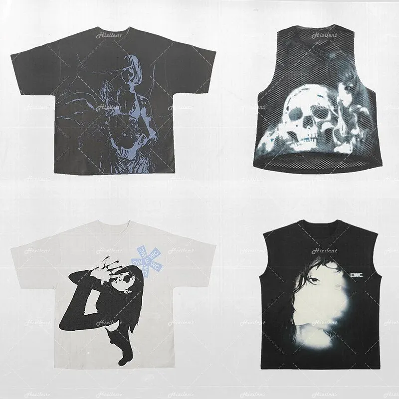 Zomer Anime Harajuku Goth T-Shirt Grote Maat Korte Mouw Losse Streetwear Tees Casual Harajuku Vrouwen Y 2K Kleding Fee Grunge