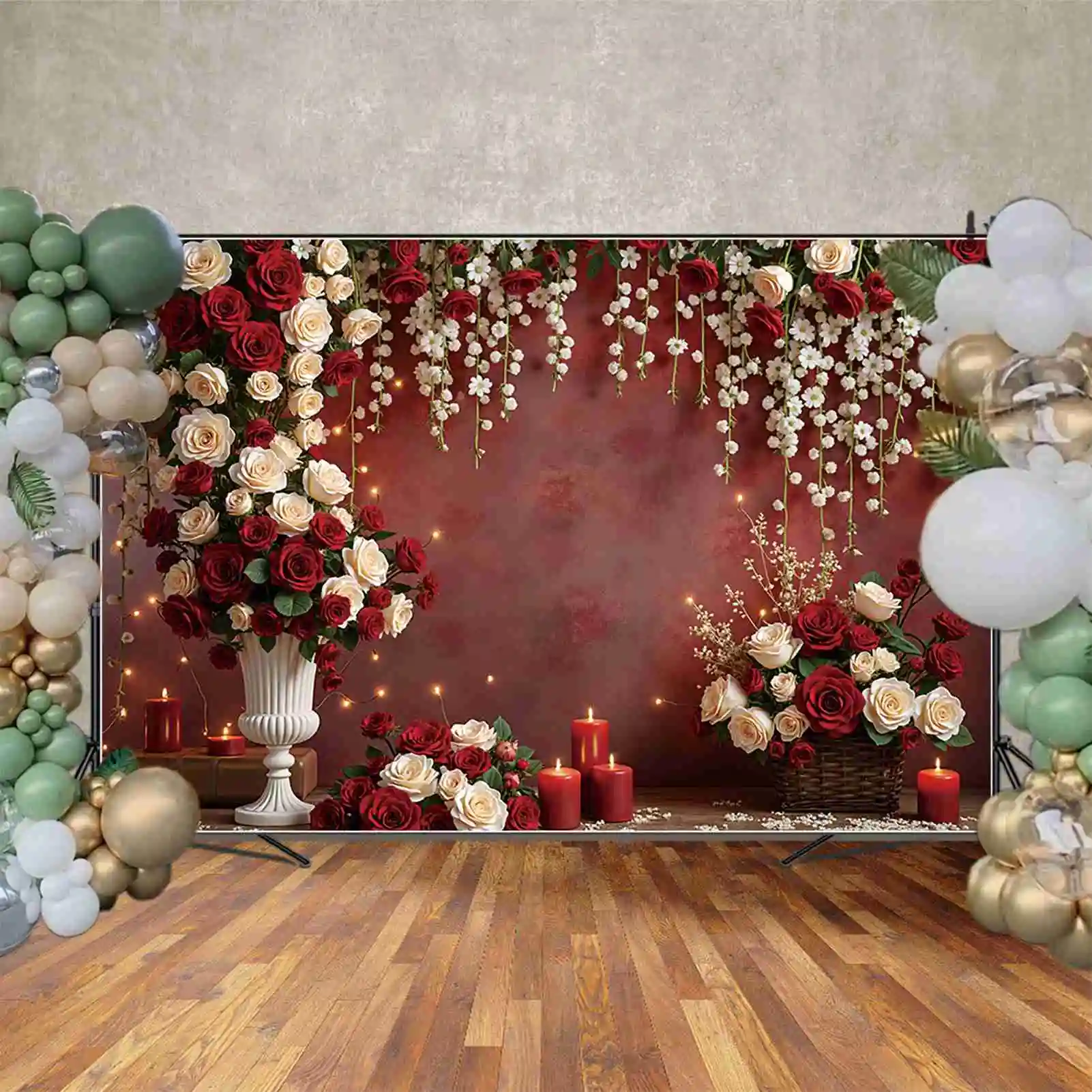 MOON.QG عيد الحب خلفية معلقة زهرة الورد متجر الطوب جدار فوتوزون خلفية عاشق ديكور الحفلات التصوير الملحقات