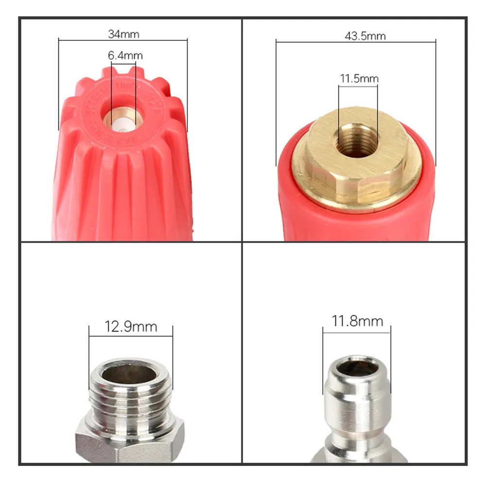 5000 psi 1/4 Inch High Pressure 360 Rotary Turbo Ceramic Valve Nozzle Quick Connector Clean Vehicle Car Washer Repair Spray Tip